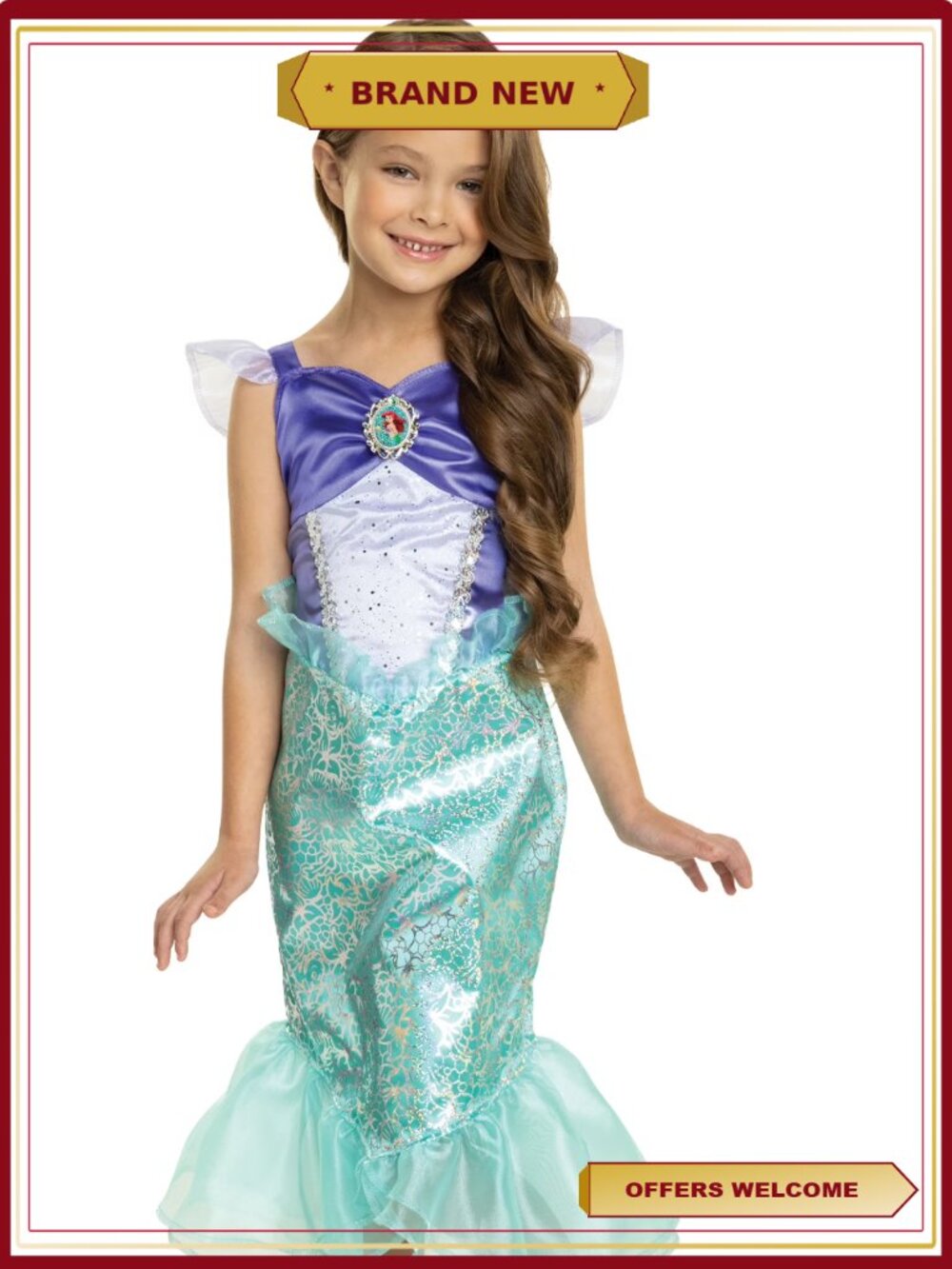 Disney Princess Ariel Mermaid Dress Child Size 4-6X Pretend Play Costume